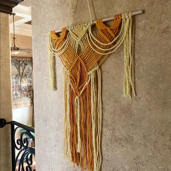 Handmade Macrame Wall Hanging Backdrop Crochet Art - Picture 3 of 3